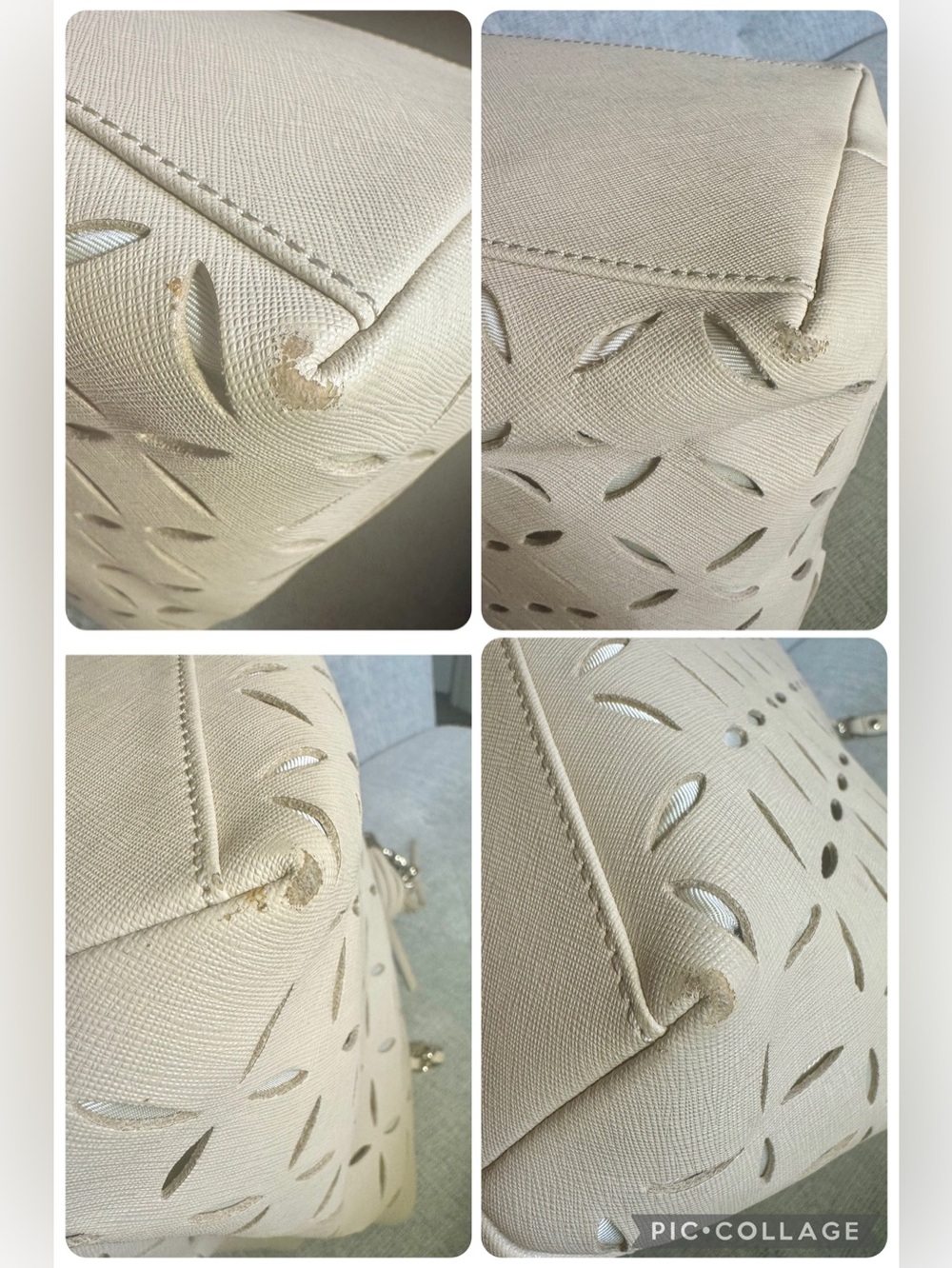 Kate Spade Light Beige Laser-Cut Maryanne Shoulder Bag with Tassel - Picture 11 of 14